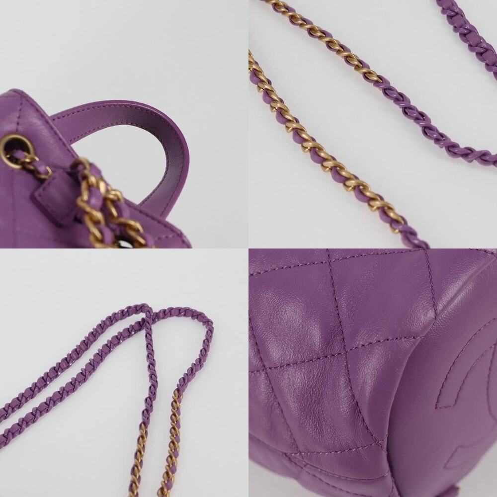 Chanel Chain Matelasse Backpack Lamb Skin Purple CC - Picture 6 of 8
